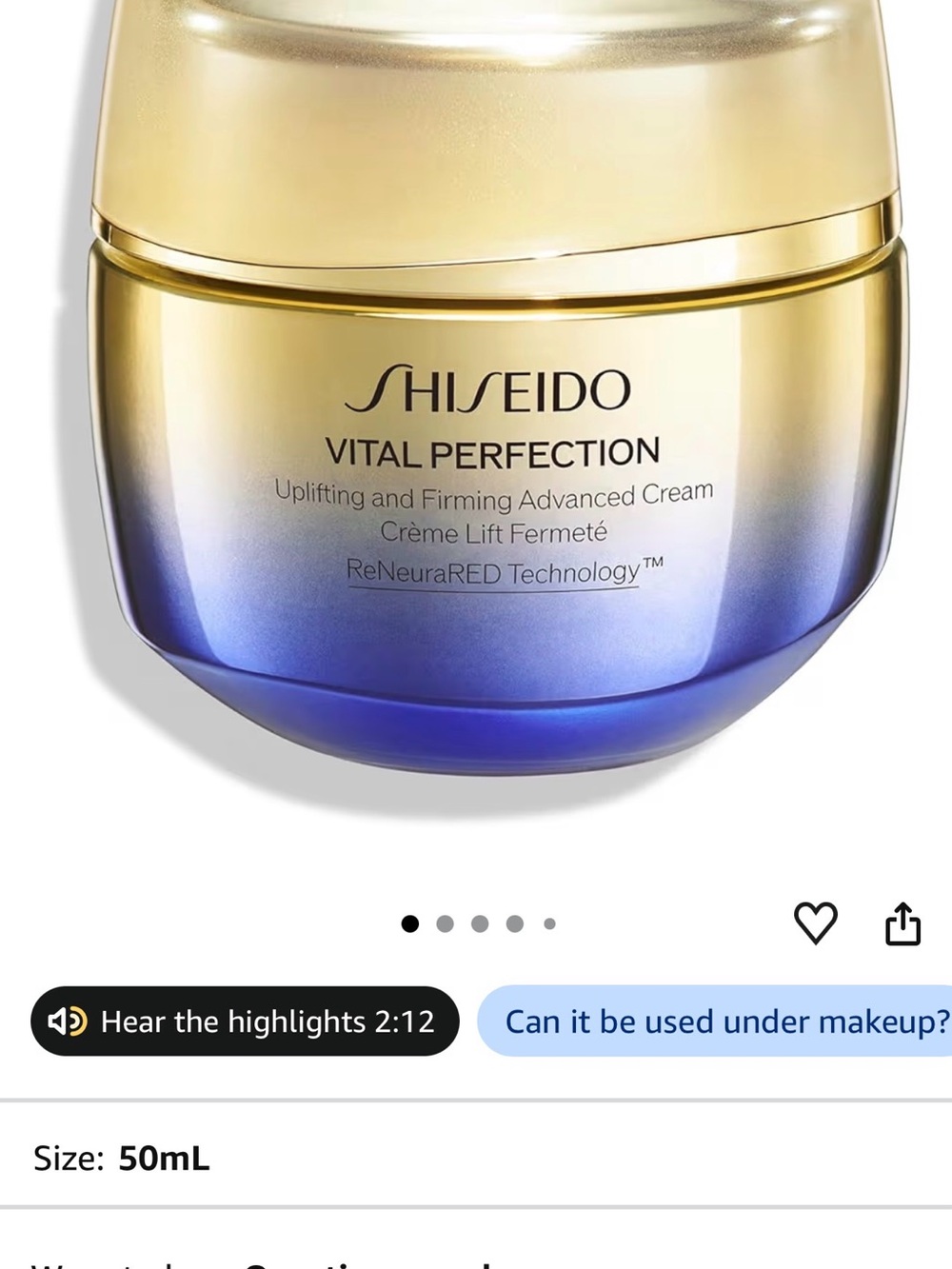 Shiseido Vital Perfection Uplifting & Firming Advanced Cream – 50 mL – New